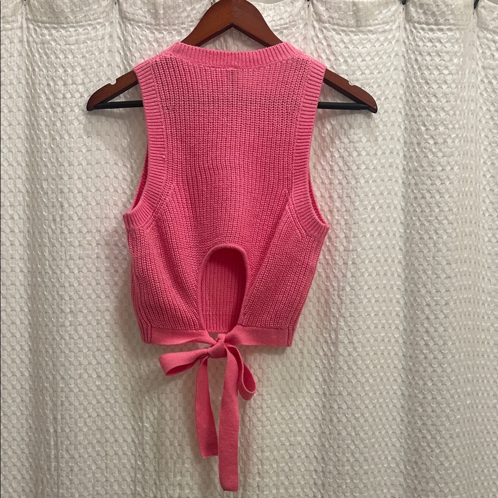 H&M Divided Pink Tie-Back Knit Sleeveless Top S